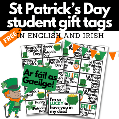 St Patrick's Day Student gift tags English/ as Gaeilge