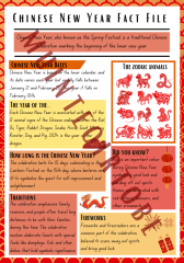 Chinese New Year Fact File & Fill In The Blanks Activity