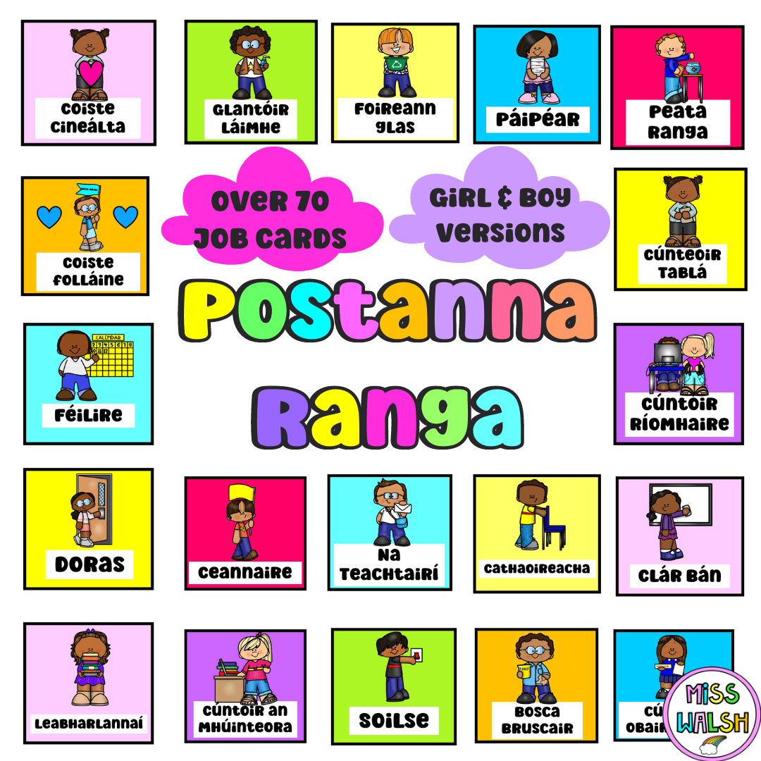 Mash > Gaelscoileanna > Postanna Ranga - Classroom Jobs as Gaeilge