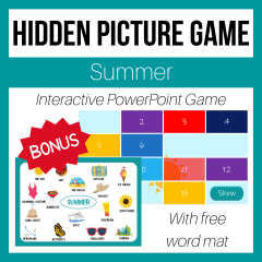 Hidden Picture Game - Summer with FREE word mat