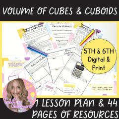 Cube/Cuboid Volume Maths Lesson Plan│Worksheets, Digital/Hands-On Activities │5th/6th Class