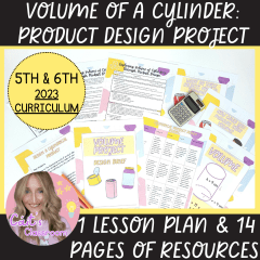 Volume of Cylinders Maths Lesson Plan│Volume Project & Rubric│5th & 6th Class