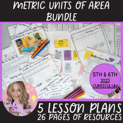 Measuring, Calculating and Converting Area/Surface Area in Metric Units Bundle 5th & 6th (5 Lesson Plans & 26 Pages of Activities/Resources)