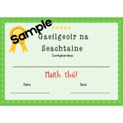 Gaeilgeoir na Seachtaine - certificate