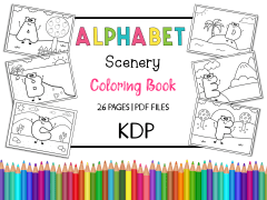 Alphabet Scenery Coloring Book & Pages for Kids