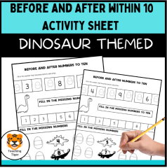 Dinosaur-Themed Before and After within 10 Activity Sheet