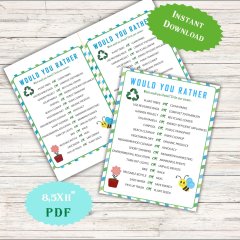 Earth Day Game, Would You Rather, Classroom Activity Worksheet Family