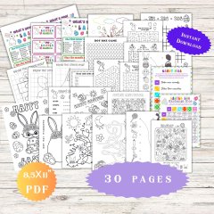 Easter Game Activity Bundle, 30 Classroom Activities Printable Coloring page