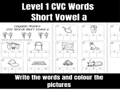 Linguistic Phonics Phase 1: CVC Words Short Vowel a Activity Sheets