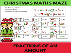 Christmas Maths- Fraction of Amounts Maze