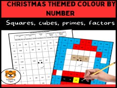 Christmas Themed Colour by Number-squares, cubes, primes and factors