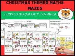 Christmas Themed Math Mazes-Substitution into Formula