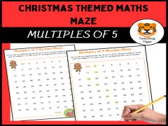 Christmas Maths -Multiples of Five Maze