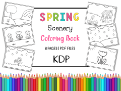 Spring Scenery Coloring Book & Pages for Kids