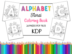 Alphabet Floral Coloring Book & Pages