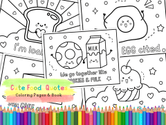 Cute Food Quotes Coloring Book & Pages for Kids