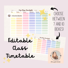 Pastel Editable Class Timetable
