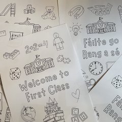 First Day Colouring Sheets - English and Irish Versions
