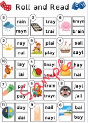 Phonics Game - Roll and Read - ai ay