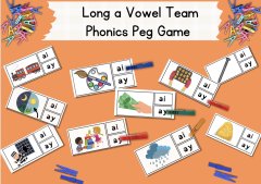 Ai Ay Vowel Team -Phonics Peg Game