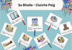 Sa Bhaile Game - Cluiche Gaeilge - Vocabulary - Peg Game Printable