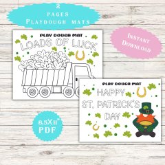 St. Patrick's Day Playdough Mats Kids Indoor Play Early Learning Worksheets