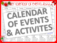 December Calendar of Events and Activities