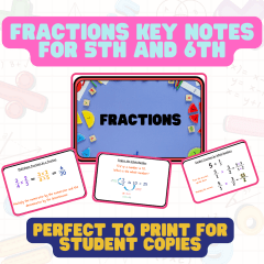 Fractions Key Notes for 5th and 6th Class - Cut and Paste into Student Copies!
