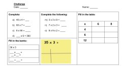 Multiplication Question Sheet
