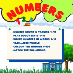 Numbers 1-100 Colour and Write , 1-10 Play dough Mats, Match the following & Puzzle More .........