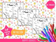 Number Cat Coloring Book & Pages for Kids