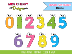 Number Face Colored Clipart