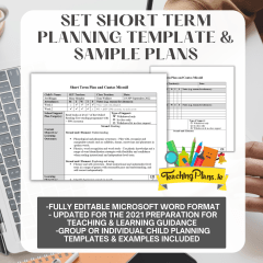 SET Short Term Planning Template and Sample Plans/ Support Teacher Short Term Recorded Preparation