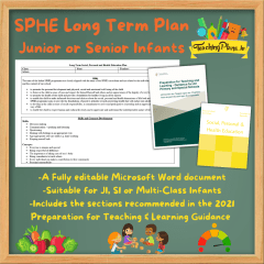 SPHE Long Term Plan Junior Infants or Senior Infants - Social Personal and Health Education Long Term Recorded Preparation