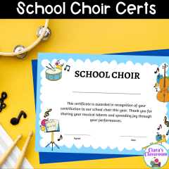 School Choir Certificates for the End of the Year