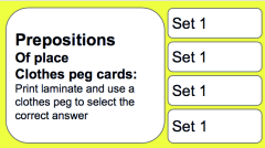Prepositions of place peg cards