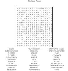 Medieval Times key terms word-search