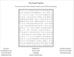 The Great Famine key terms word-search