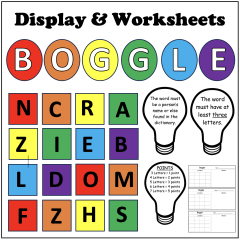BOGGLE Display and Worksheets
