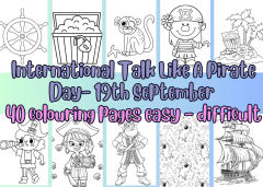 Talk Like A Pirate Day - Sept 19th - 40 Colouring Pages