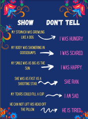"Show, don't tell" Expressive writing poster