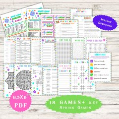 Spring Games, Kids,Teen, Classroom Activity, Riddles, Word Search, ABC, Maze