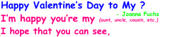 Valentine's poem to (aunt/uncle/sibling/friend)