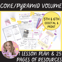 Cone/Pyramid Volume Maths Lesson Plan │Worksheets, Game, Guided Practice│5th/6th Class