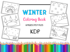 Winter Scenery Coloring Book & Pages for Kids