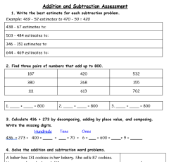 Addition and Subtraction Assessment