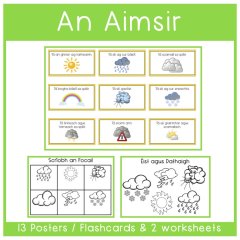 Gaeilge - An Aimsir - Weather Display & Worksheets