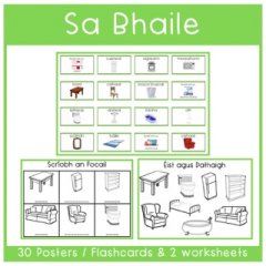 Gaeilge - Sa Bhaile / An Teach - House Display & Worksheets
