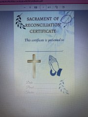 Sacrament of Reconciliation Certificate