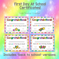 First Day At School/ Back At School Certificates!